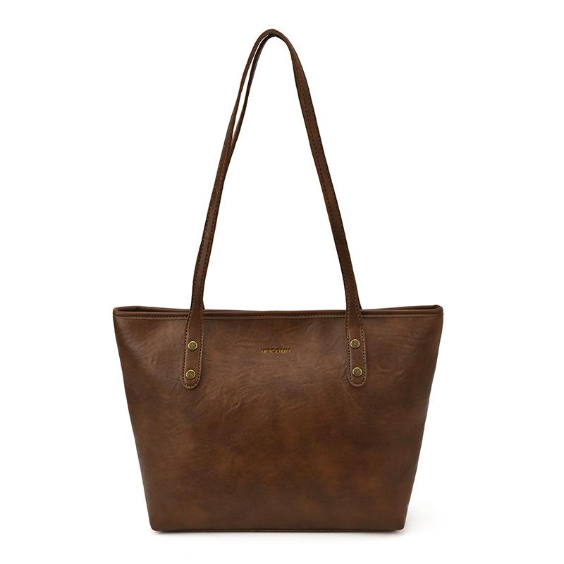 

2025 High-End Women s Retro Large Capacity Tote Bag - Casual Commuting Underarm Shoulder Bag коричневий