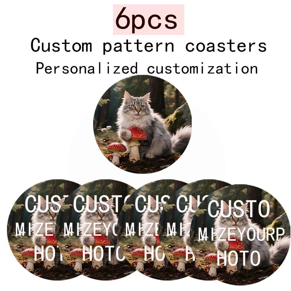

6Pcs Personalized Custom Photo Coaster Set, Made of Wood, Is an Ideal Gift for College Students, Father s Day, Friends, Mother s