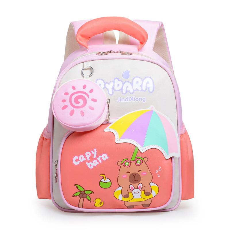 Kids School Bag With Swim Circle Capybara Print For Middle Kids
