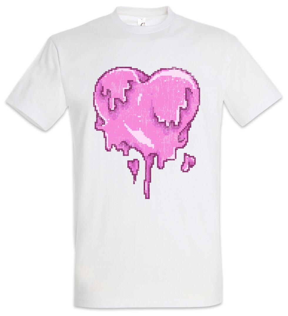 Pixel Melting Heart T-Shirt Mens Womens Tees Top Pixel Retro Gamer Gaming Couple 8 16 Bit Nerd Geek M
