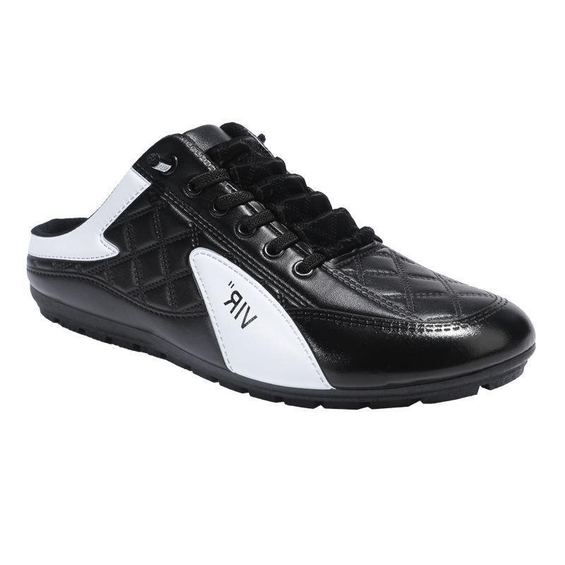 Men's Shoes New One-pedal Bag Head Slippers Doudou Shoes Korean Version Trend Lazy Half Slippers Board Shoes Mesh Casual Shoes