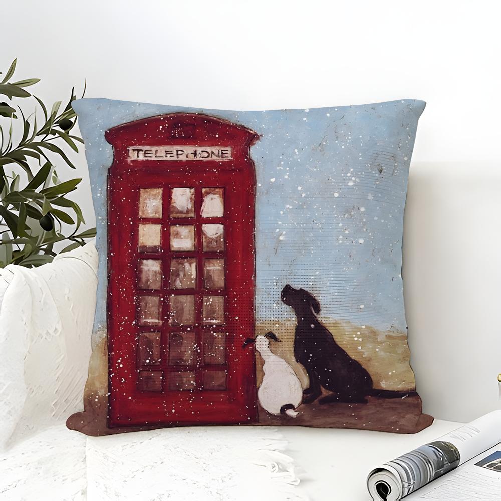 Pillow Case Cotton Linen Fabric Square Zipper Pillowcase Home Decorative Living Room Minimalist Art Style S-Sam Toft Art 2