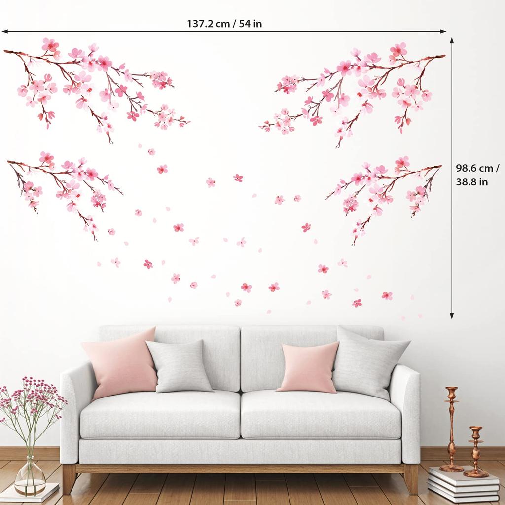 DECOWALL Watercolor Cherry Blossom Wall Sticker Decorate for DIY Wall Transfer Wall Art Sticker Bathroom Room Infant DWL-2003P1903 - Kindergarten,