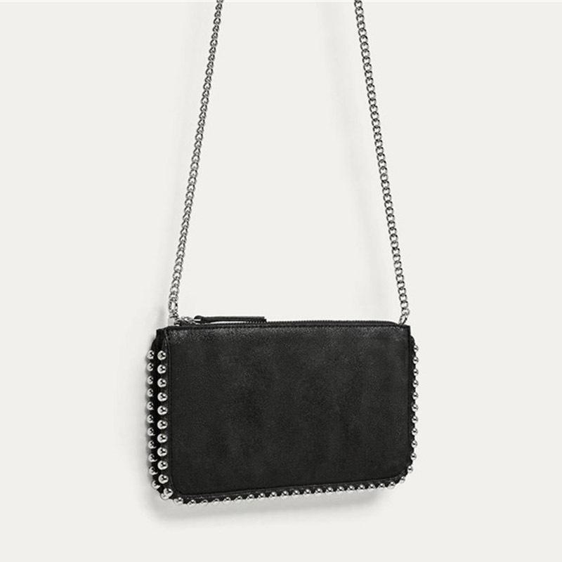 Women Bag PU Flap Fashion Rivet Dark Style Shoulder Bags  Crossbody Euro-America Style Evening Clutch Bag