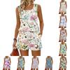 Women's Summer Casual Shorts Two-Piece Set with Floral Print Vest, Square Neck, Sleeveless Sportswear with Pockets