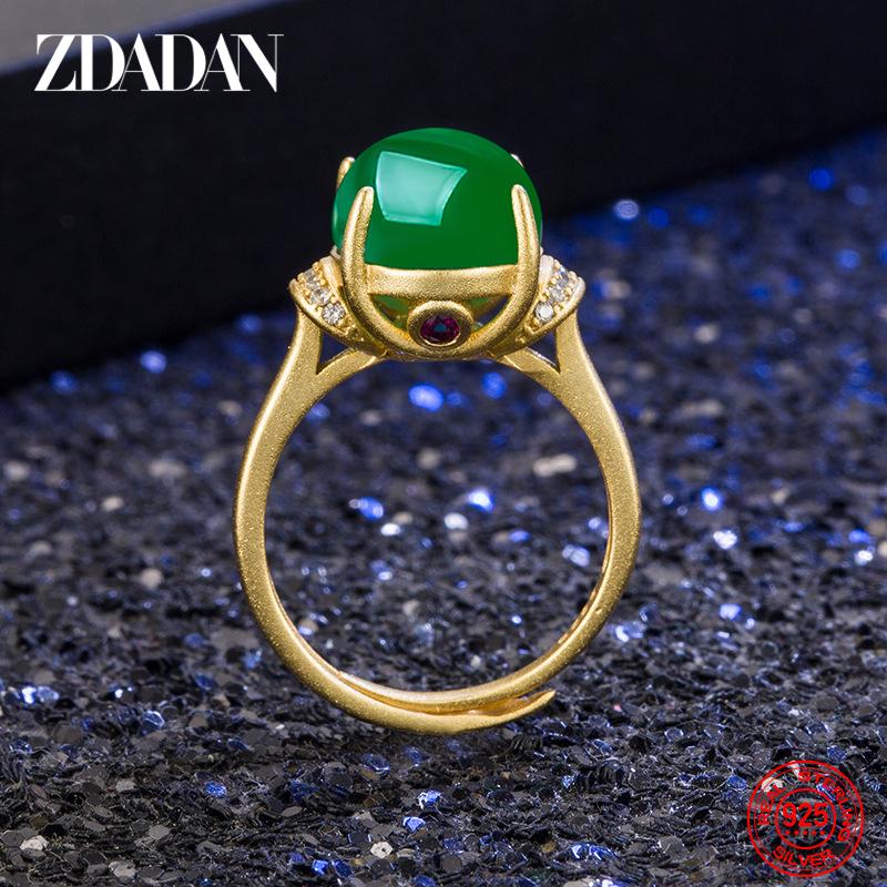925 Sterling Silver Jade Finger Rings for Women Fashion Party Jewelry
