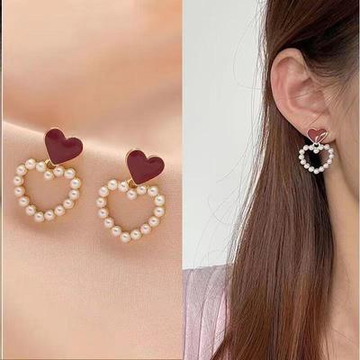 French Retro Hong Kong-Style Love Pearl Earrings - 2025 Trendy Design for Women