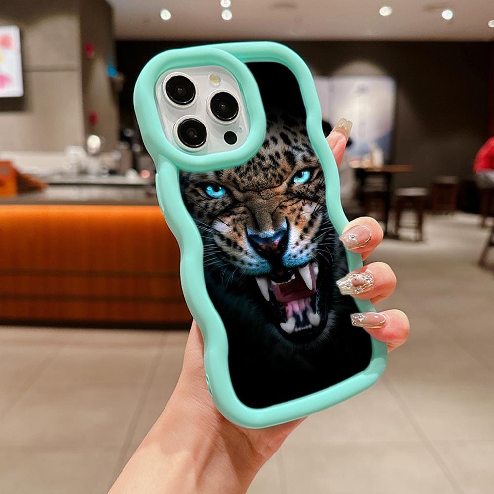 Huse de telefon N96 cu design Ochi de tigru, cu margine ondulată Macaron, pentru iPhone 16 Pro Max Samsung S24 Plus S23 Ultra A35 A05s Xiaomi Redmi Note 13, husă rezistentă la șocuri