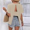 Fashion Casual Back Split Women's T-Shirt New Short Sleeve Top