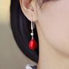 New Red Pearl Pendant Earrings Imitation Pearl Long Earrings Transparent Crystal Opal Earrings, Is A Romantic Gift for Women