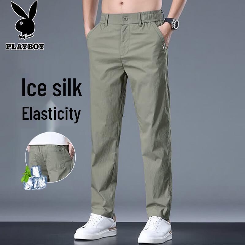 Playboy Men s Ice Silk Straight-Leg Casual Pants 33