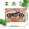 Retro Motorcycle Parking Sign Vintage Metal Wall Art for Garage Man Cave