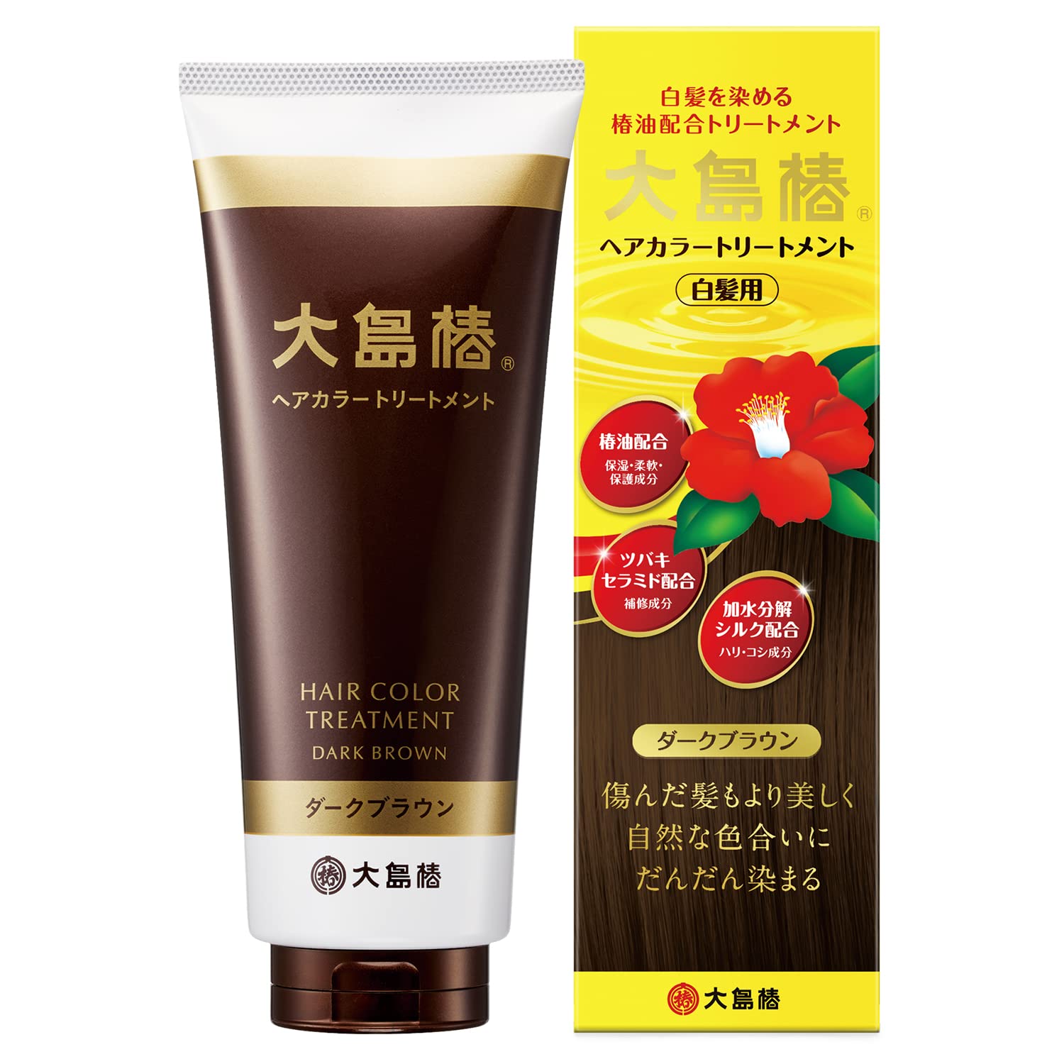 Oshima Tsubaki Hair Color Dark with Camellia for Gray 180g Treatment, Brown, Oil, Hair, Fragrance-Free, Unisex, Paraben-Free, Diamine-Free,