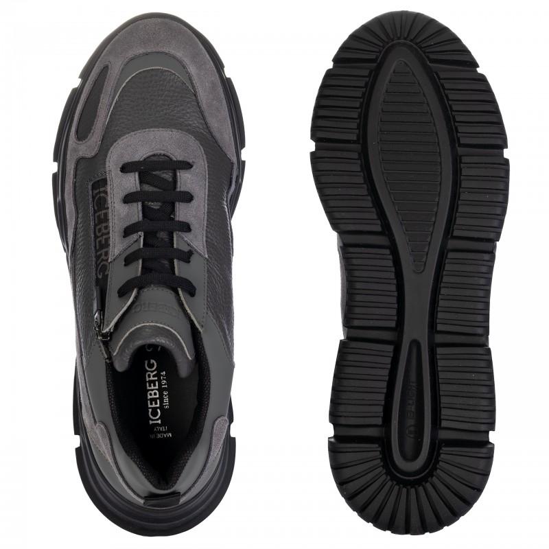 Iceberg Italian leather sneakers new combo ASH - Size: 46