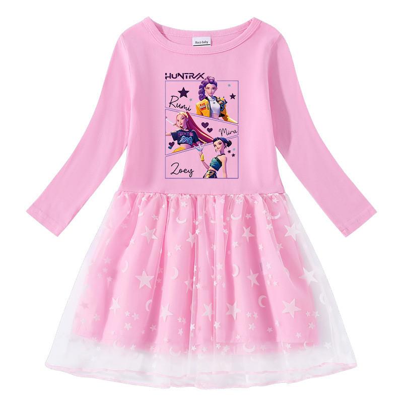 Mädchen Kpop Mira Zoey Rumi Hunters Bedrucktes atmungsaktives Netzkleid