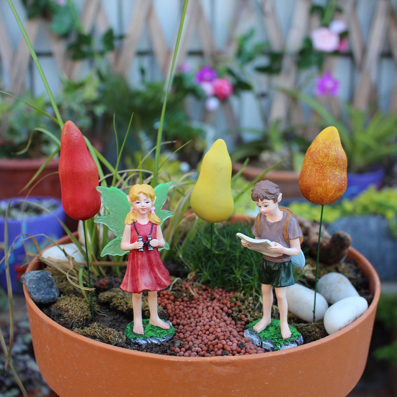 

Fairy and Boy Ornaments Miniatures Figurines Waterproof Delicate Garden Statues Sculptures for