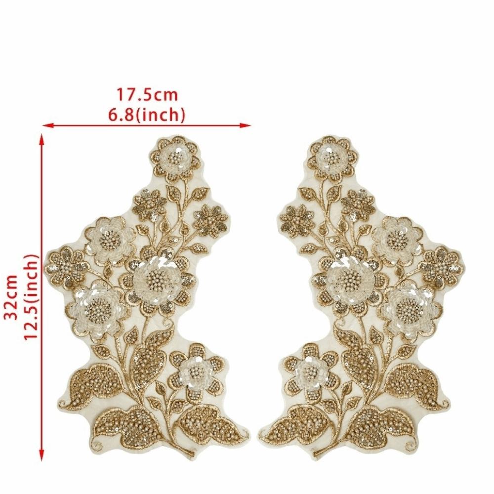 Multi-Color 3D Nail Beads Delicate Mesh Embroidered Sequins Embroidery Lace Patch High-End Fabric Floral Collars