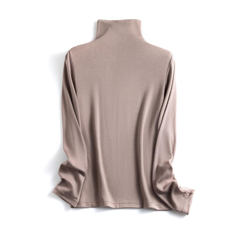 Cashmere Protein Essence Basic Shirt Women's Warm Pullover Iron Free High Collar Stacked Collar Underwear T Shirt Women