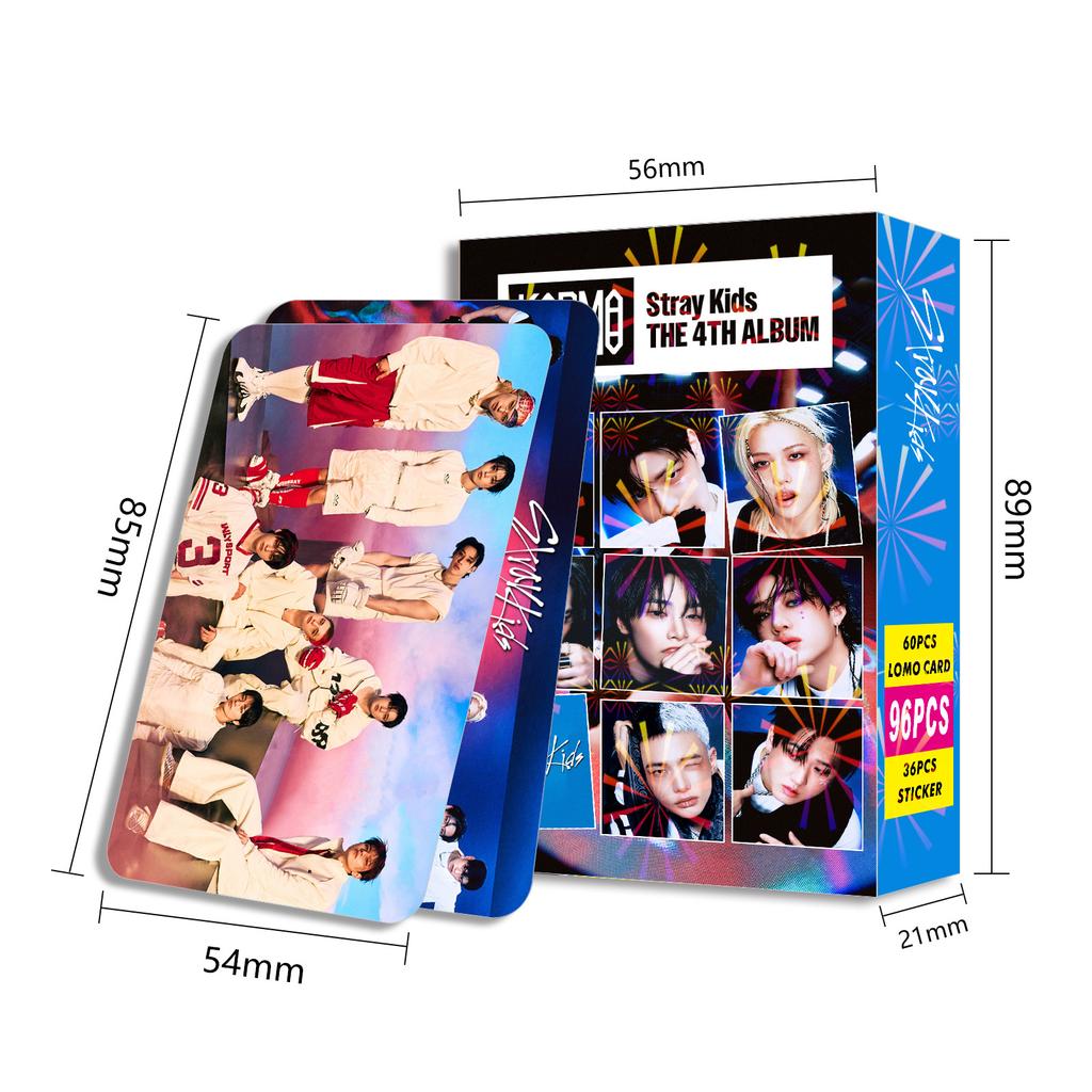 96 Pcs Set Straykids 4th Album Karma Merchandise 60 Lomo Photo Cards 36 Random Stickers For Star Fans Collection And Lovely Gift