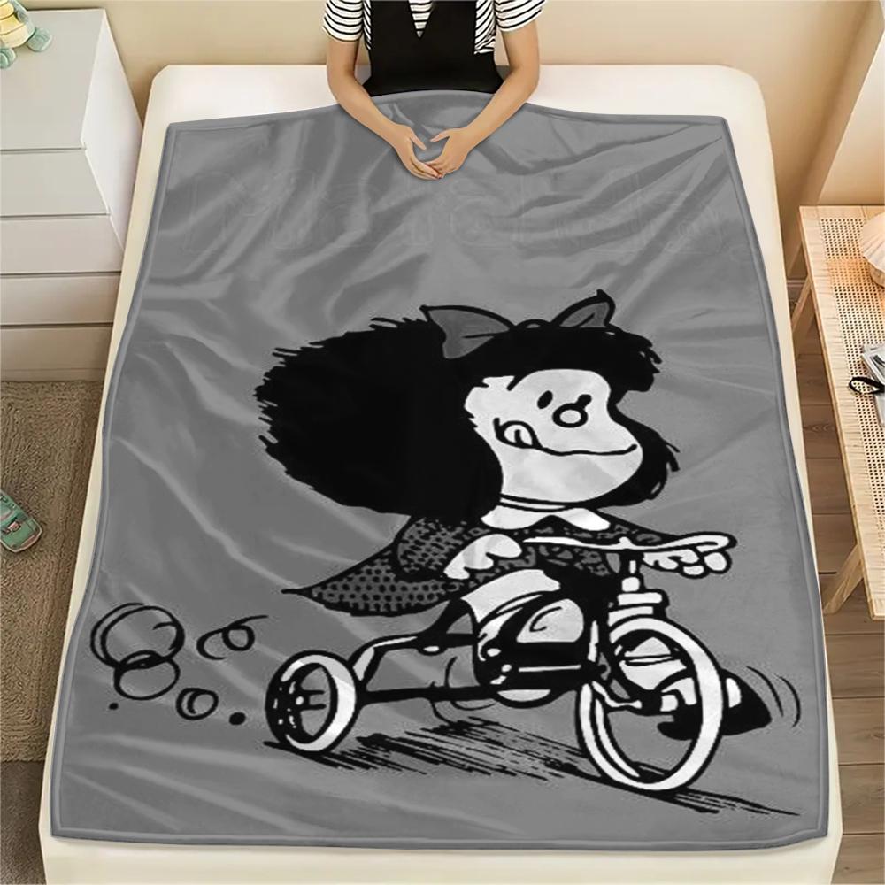 

1PC Mafalda Print Flannel Blanket, High quality Comfortable for All Seasons, Home Decor, Warmth and Comfort, Perfect for Christmas Gifts 78 80cm x 120cm