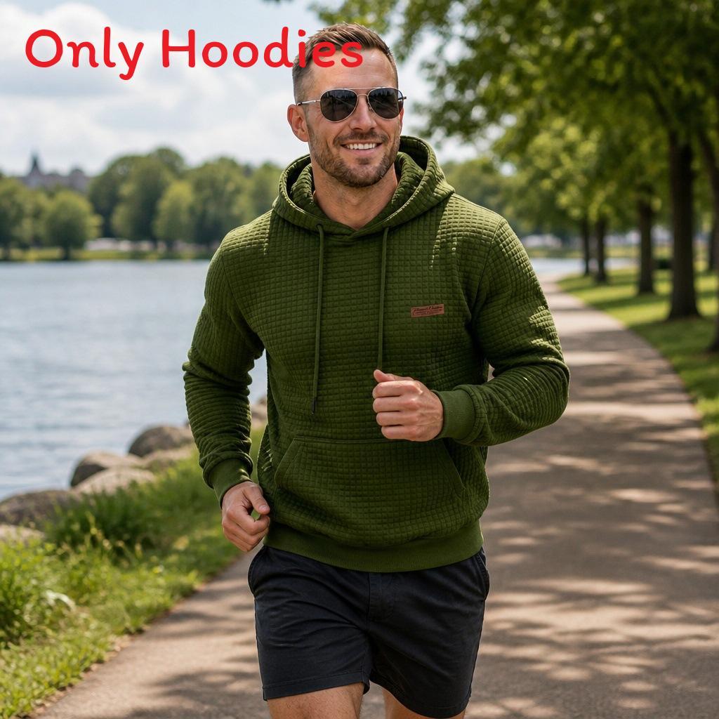 Outdoor Sports Hoodie For Men With Textured Jacquard Fabric Casual Fall Wear