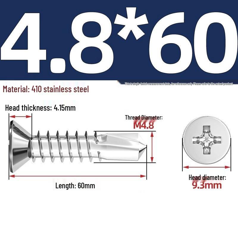 410 Stainless Steel Self-Drilling Flat Head Cross Countersunk Swallowtail Screws