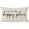 PANDICORN This Is Our Happy Place Pillow Covers 12x20 Inch Modern Farmhouse Outdoor Decorations Lumbar Decorative Throw Pillows Cases Cushion Covers