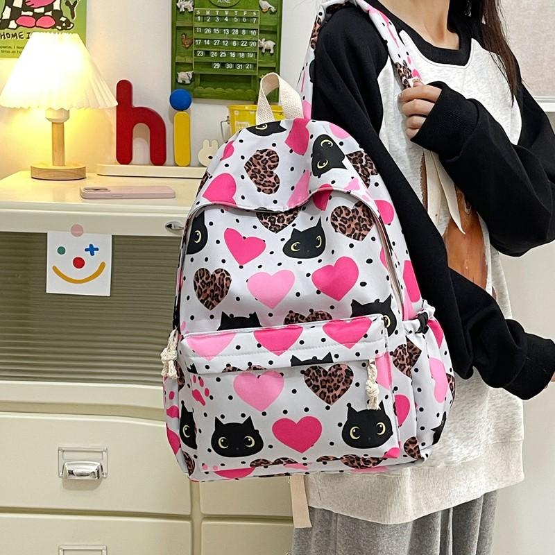 Women Creative cartoon printed student schoolbag large-capacity outdoor travel bag girl casual and cute cat backpack