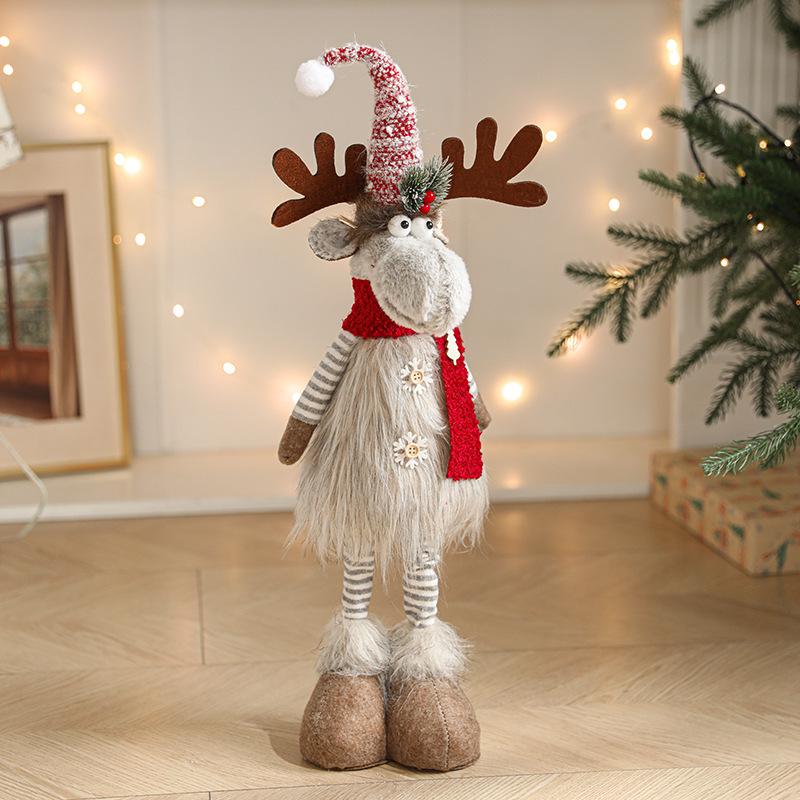 Large Retractable American Cartoon Plush Elk Christmas Ornament Doll