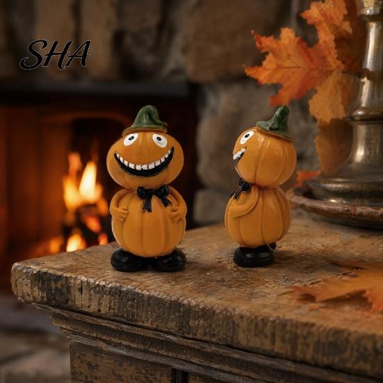 Creative Halloween Pumpkin Display Figure Ornaments, Hand-Painted Resin Decorations with Unique Outdoor Decor Expressions, Figurine for Desktop