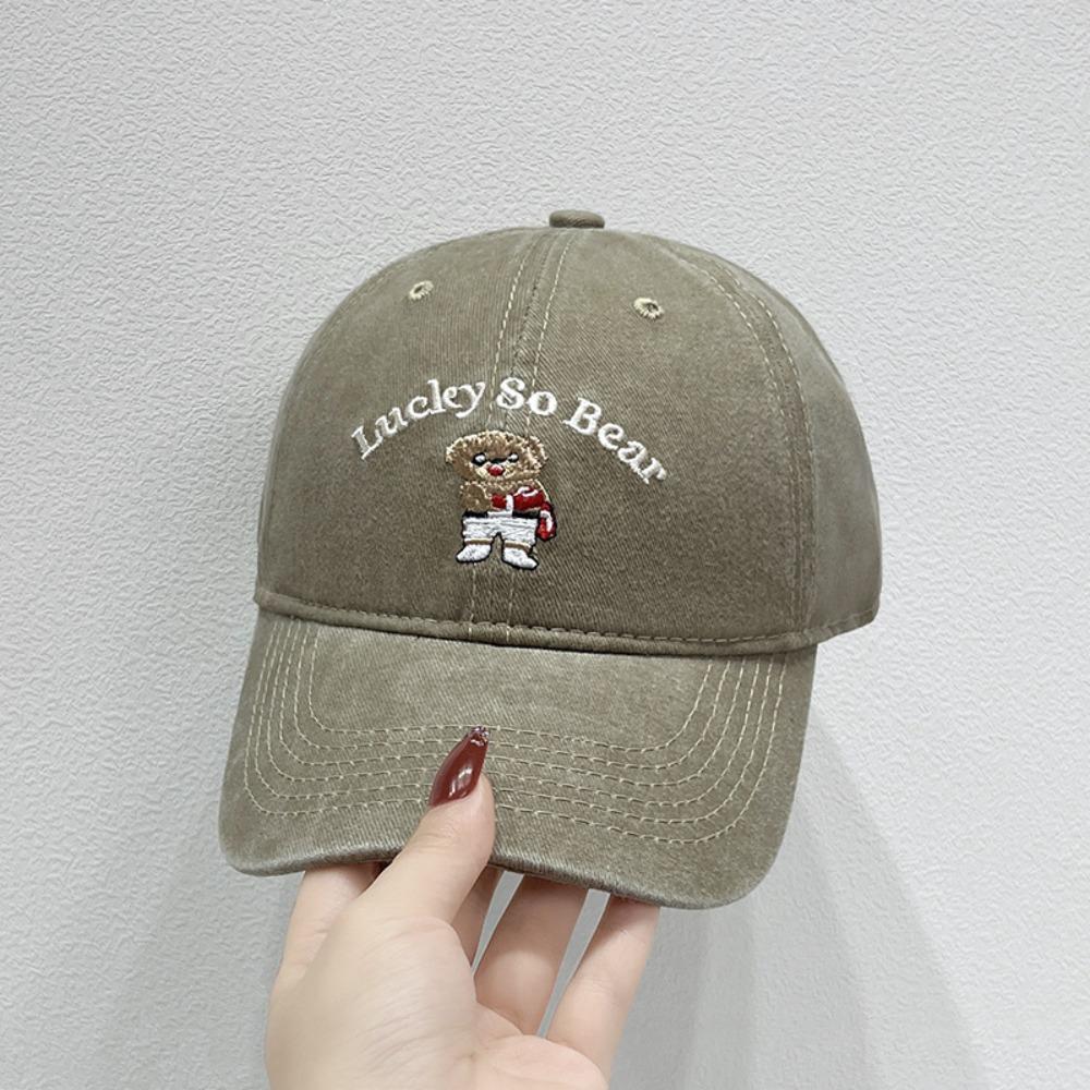 Adjustable Hip Hop Hats Cartoon Bear Embroideried Trucker Hat Fashion Sun Hat  Outdoor Sports