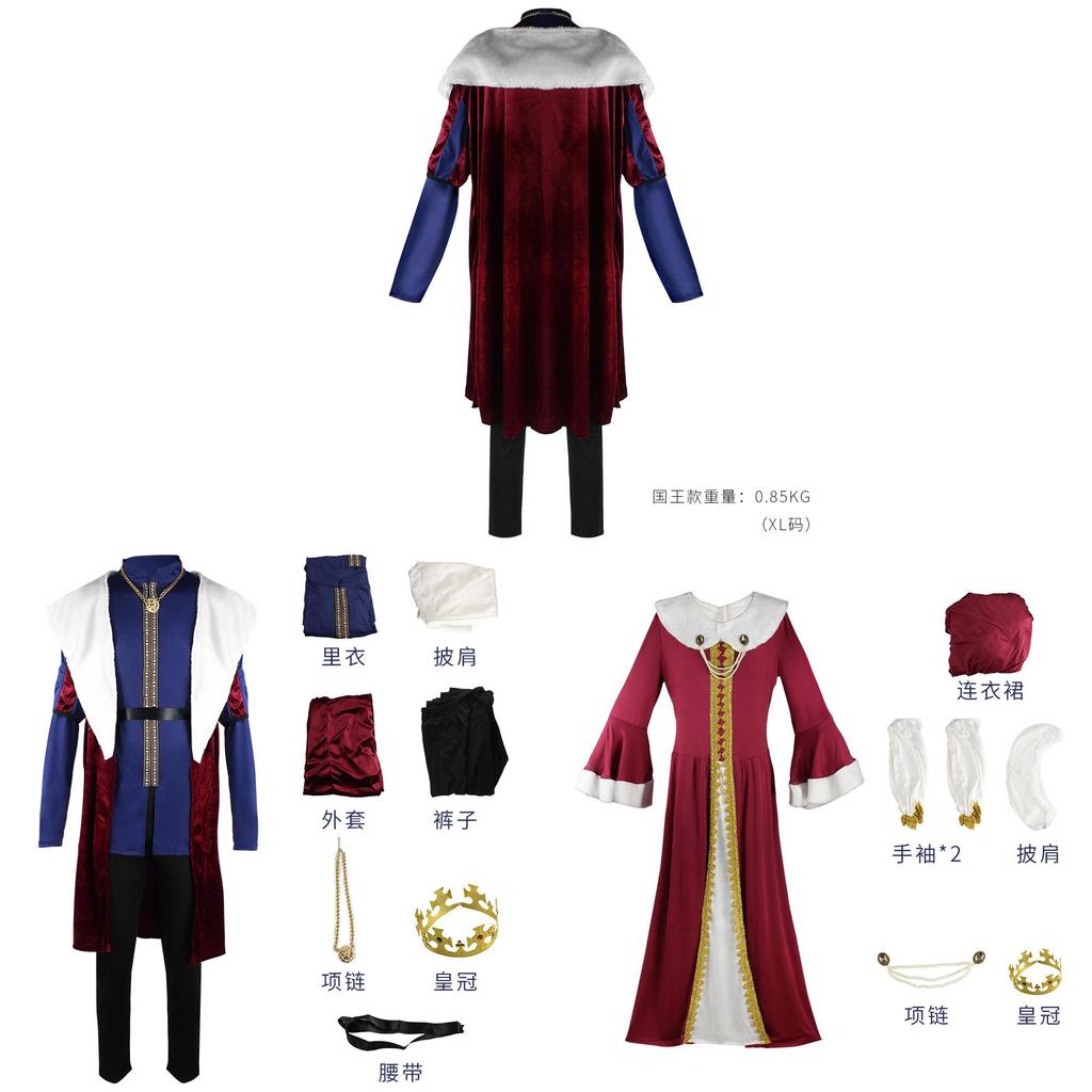European Fantasy King Queen Cosplay Costumes Set With Polyester Fabric For Holiday Role Play