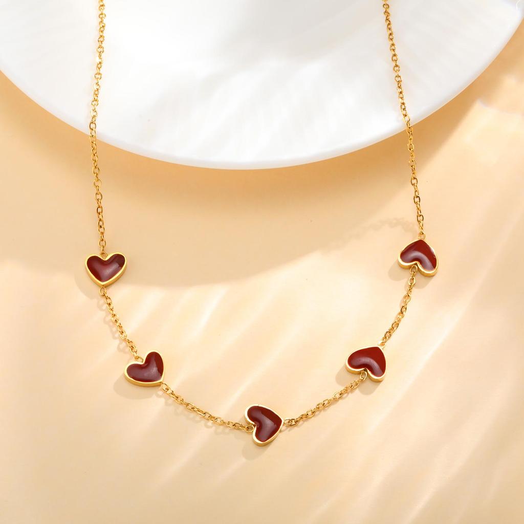 Chic Collana Choker a Cuore per Donna, Collane a Catena Placcate Oro in Acciaio Inossidabile, Gioiello alla Moda Regalo