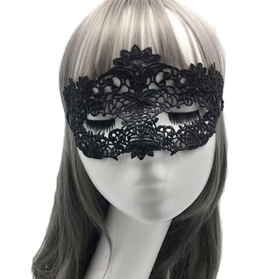 2PCS Halloween Makeup Ball Half Face Lace Mask