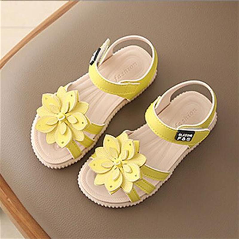 Children S Sandals Summer Korean Breathable Small Daisy Soft Bottom Medium And Large Children S Open Toe Girls  Beach Shoes 29
