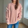 Autumn and Winter New Product Splicing Casual Women's Sweater Lazy Style Round Neck Loose and Versatile Thick Warm Hoodie 3599