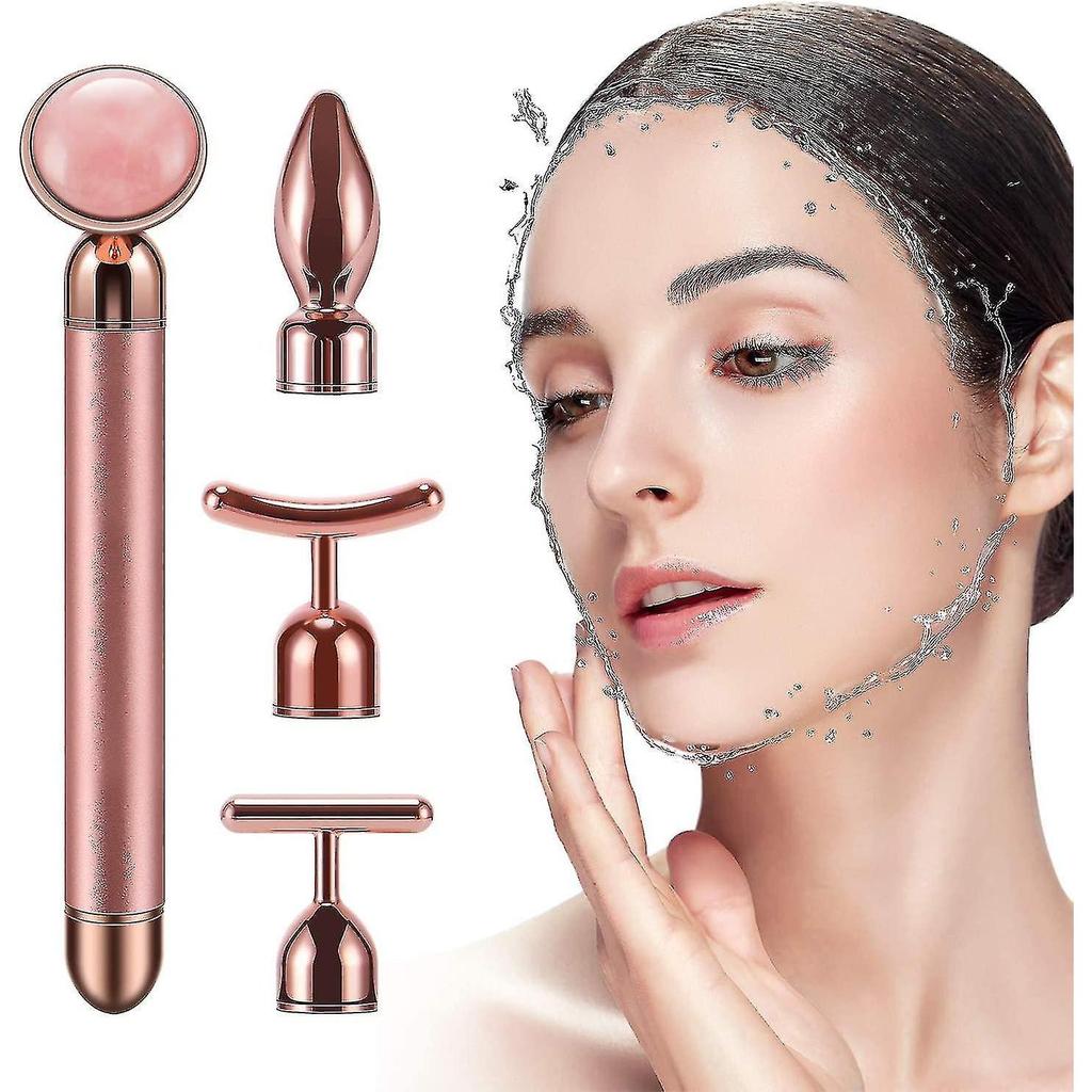 4-in-1 Pulse Facial Massager, Electric Jade Roller Face Massager For Forehead, Cheek, Neck, Eyes, Nose