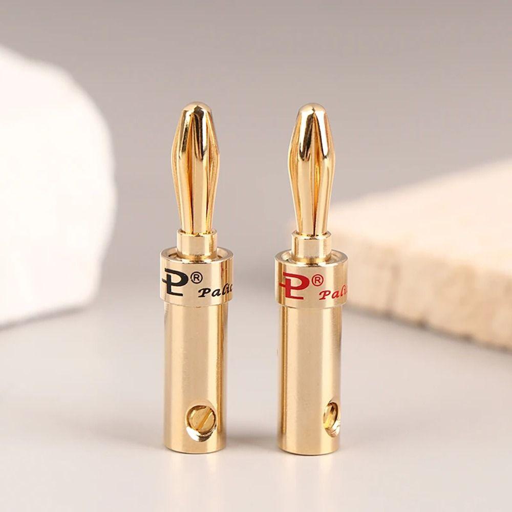 2Pcs Musical Speaker Cable Audio Connector Adapter Gold-plated Copper Audio Banana Connectors