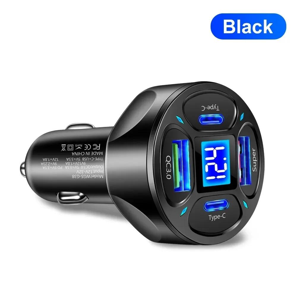 3.0 Fast Charging Mobile Phone Adapter 66W USB PD Car Charger 2 USB Port +2 PD Charger Quick Charge