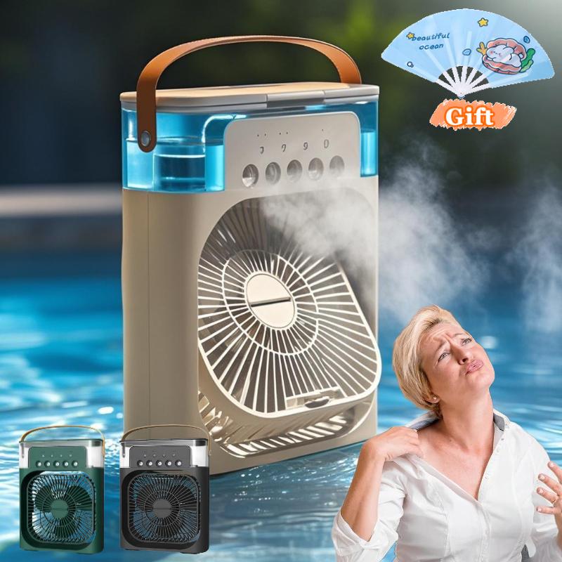 

5 Nozzle Desktop Humidifier Air Cooler 180° Rotation 3 Speeds Adjustable Mist Cooling Fan with Removable Tank for Bedroom