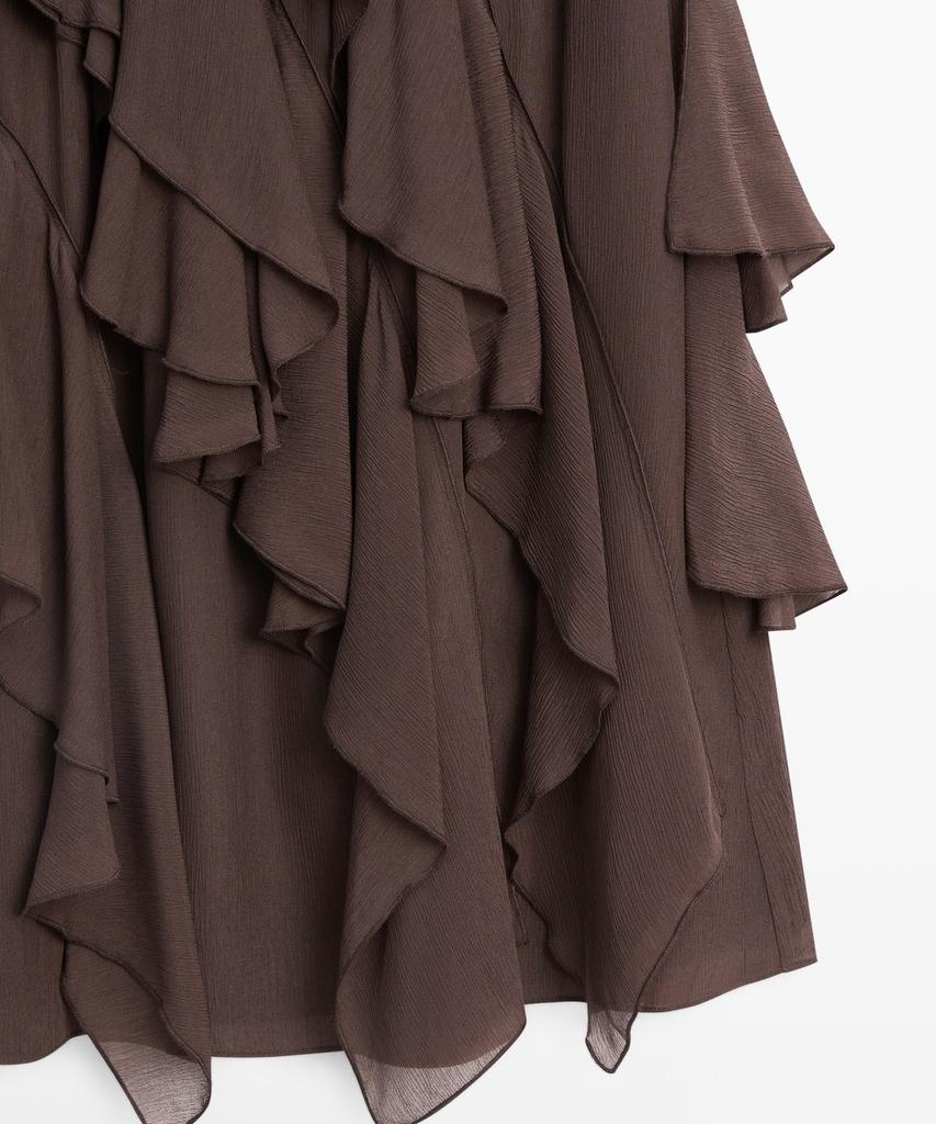 Masimodutti Frill Detail Fluid Midi Skirt