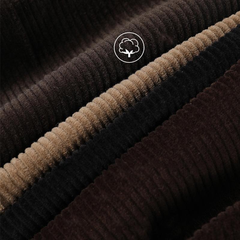Corduroy Men Trousers Straight Thick Warm Autumn Winter Men Pants High Waist Men's Pants