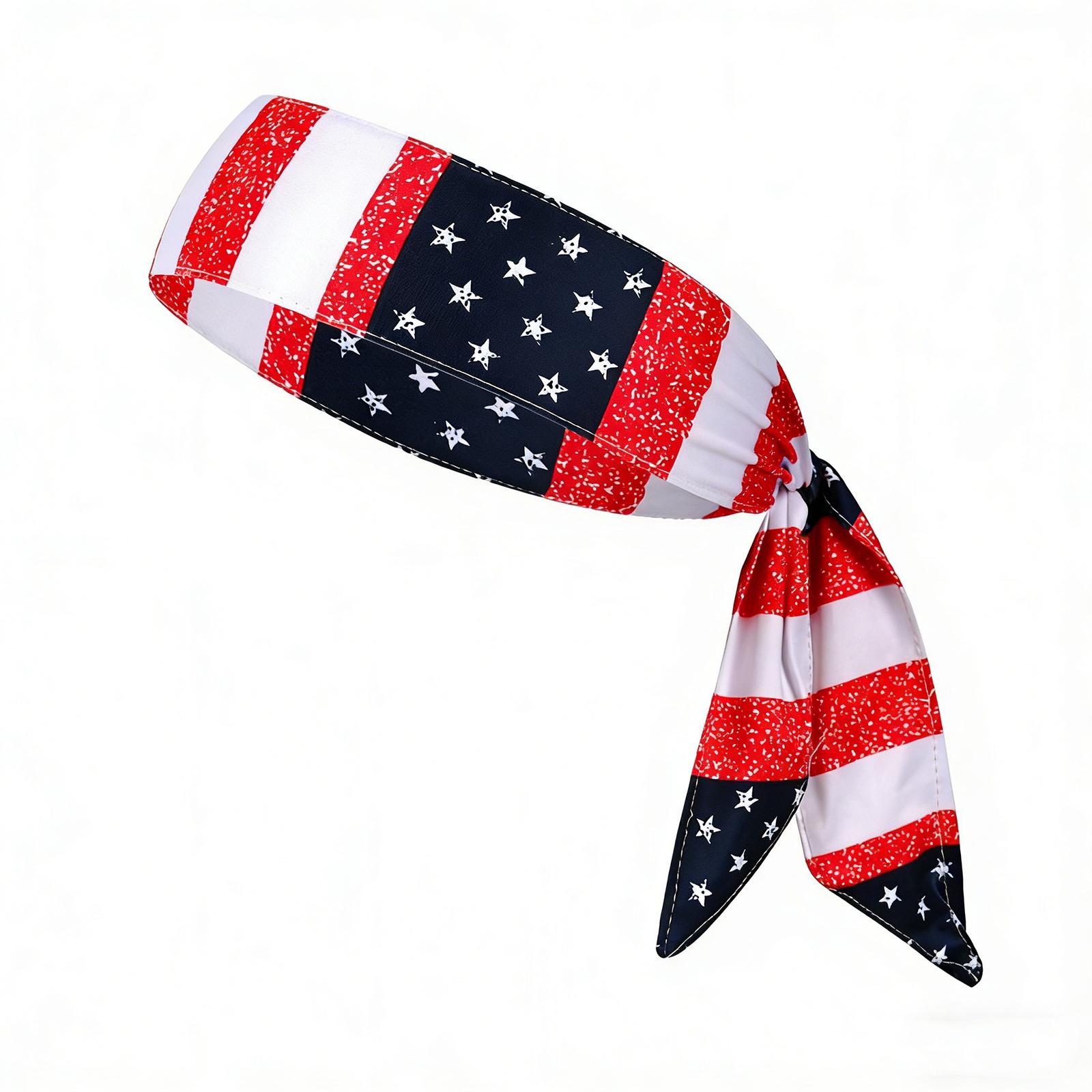 

American Flag Independence Day Unisex Running Fitness Headband, Sports Yoga Sweatband, Elastic Cotton Headscarf One Size
