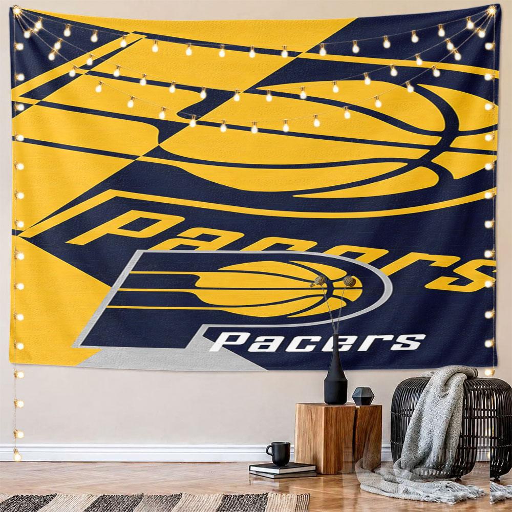 Indiana Pacers Basketball Design Pattern Wall Hanging Tapestry Decorative Tapestry Home Decor for Bedroom and Living Room
