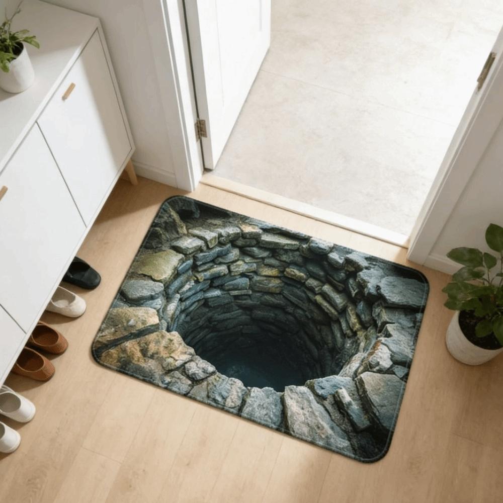 Non-slip Bathroom Carpet 3D Flat Bedroom Door Rug Creativity Optical Illusion Doormat  Home Decor