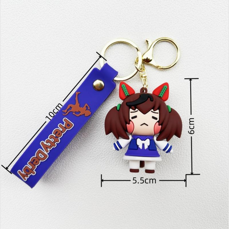 Cute Anime Pretty Derby PVC Figure Cosplay Pendant Cartoon Doll Key Ring Car Backpack Keyholder Key Buckle