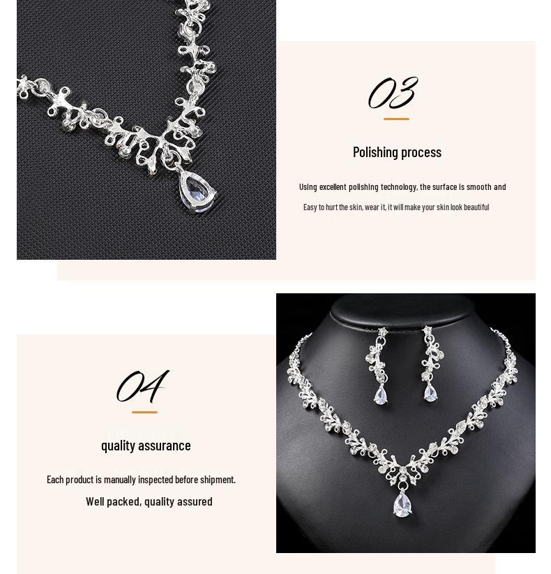 Women's Korean Bridal Necklace & Earrings Set: Zircon Crystal Diamond Clavicle Chain for Weddings & Evening Wear