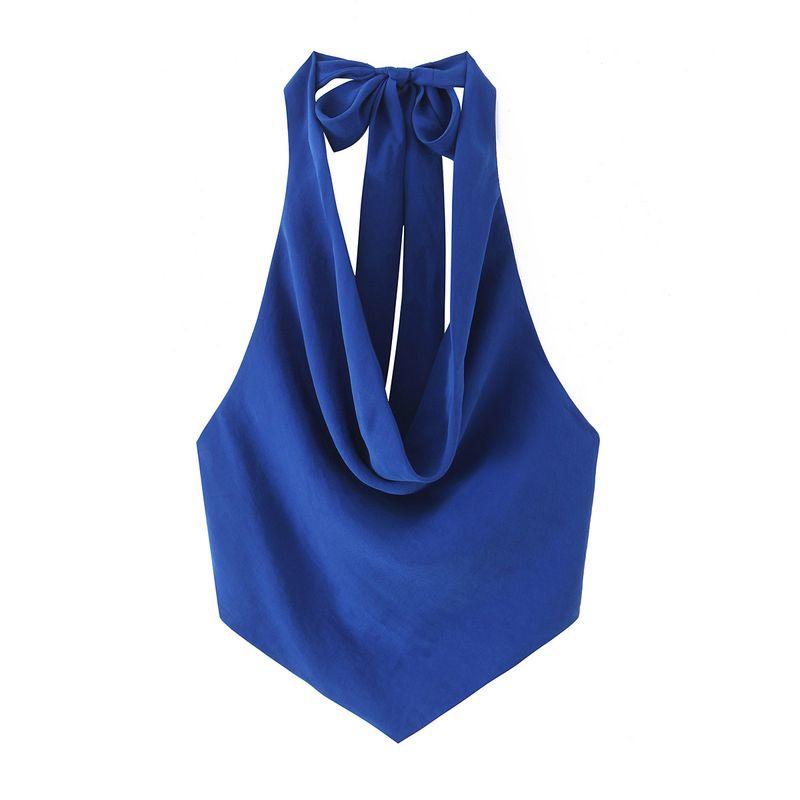 Kaslead New Women Clothes Western Style Bowknot Decoration Hanging Neck Collar Top 4661062 430