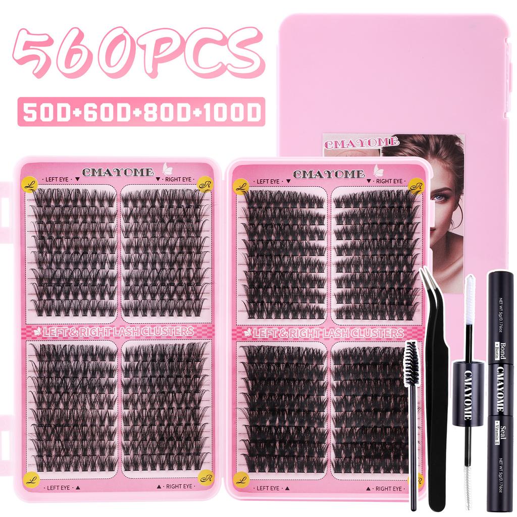 576 Clusters Of Single-Cluster False Eyelashes 8-16Mmdiy Segmented Natural Dense D-Curve Self-Grafting