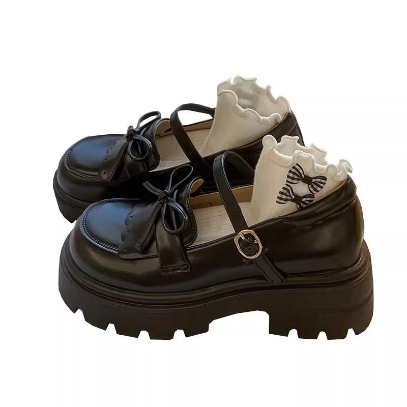 With skirt retro platform small leather shoes women's autumn new brown Mary Jane single shoes